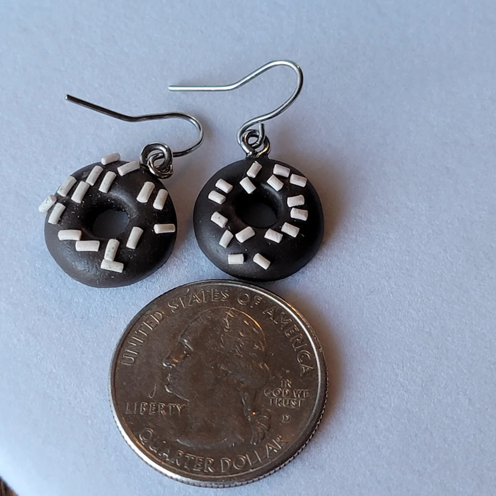 Chocolate Donut Earrings with Sprinkles